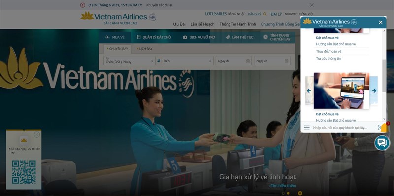 Nhắn tin yêu cầu hỗ trợ trực tuyến