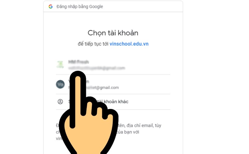 Chọn tài khoản Gmail của bạn Chọn tài khoản Gmail của bạn