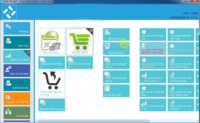 Phần mềm quản lý bán hàng miễn phí Dân Trí Soft.