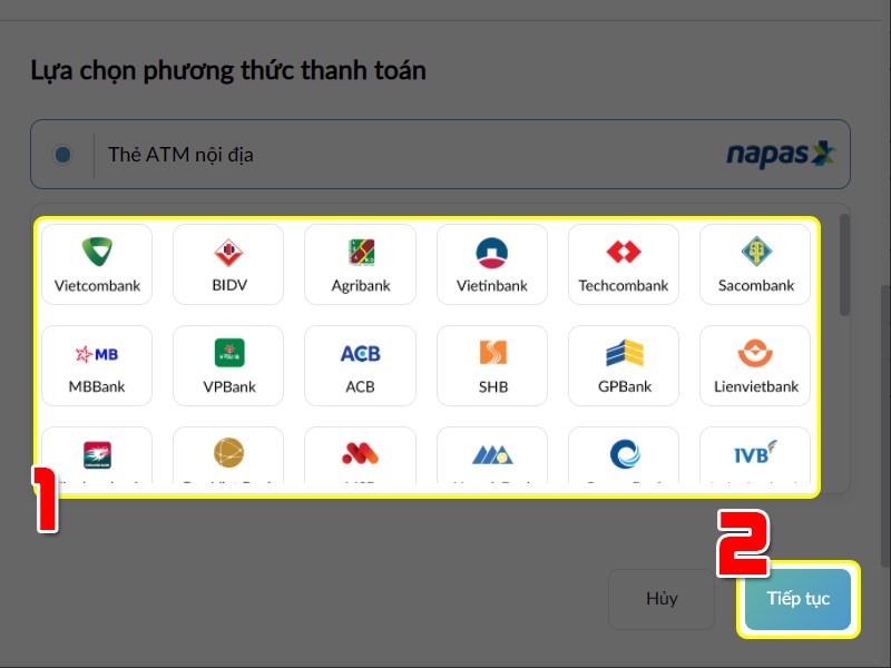 Chọn ng&acirc;n h&agrave;ng