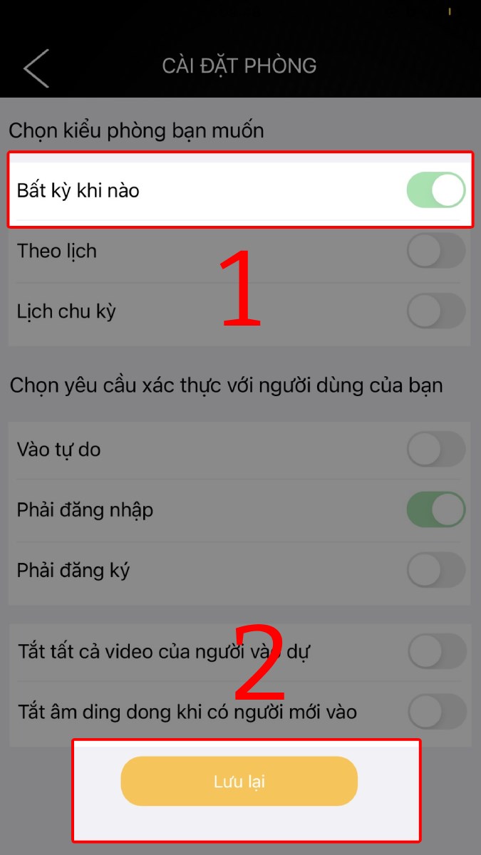 Chọn t&iacute;nh năng c&agrave;i đặt ph&ograve;ng họp OnMeeting v&agrave; nhấn Lưu lại