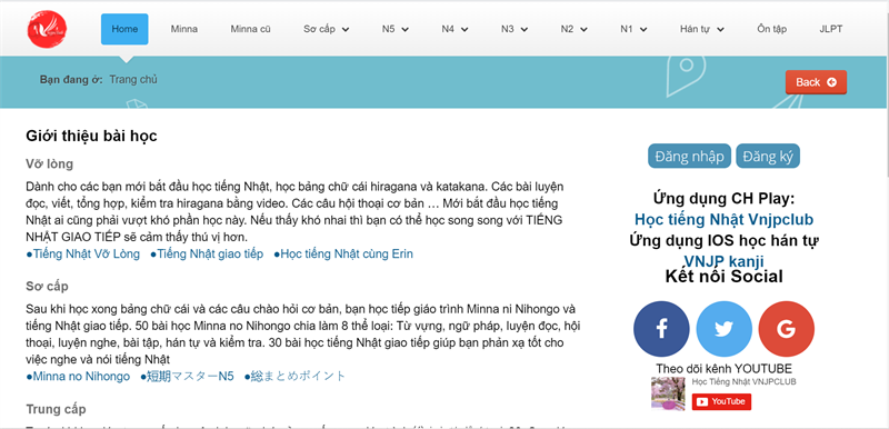 Trang web học tiếng Nhật Online miễn phí vnjpclub.com