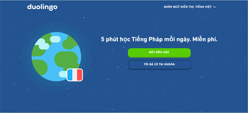 Trang web học tiếng Pháp Online miễn phí Duolingo