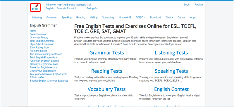 Trang web luyện thi TOEIC - English Test Store