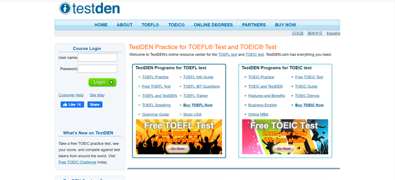 Website luyện thi TOEIC - TestDEN