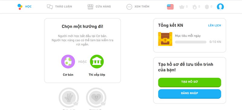 Trang web học tiếng Anh cho trẻ - Duolingo