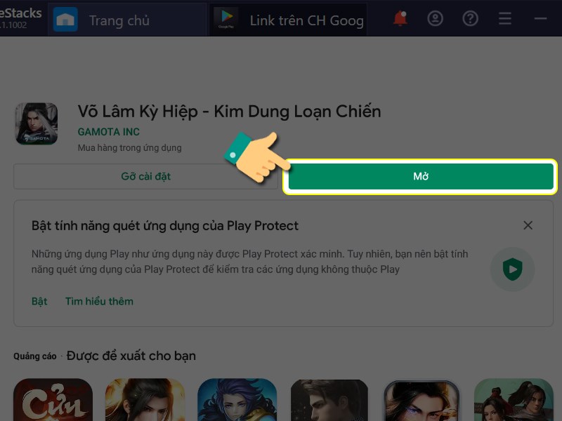 Mở trò chơi