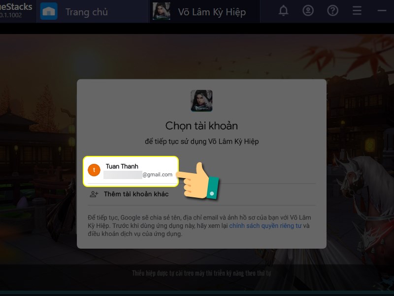 Chọn tài khoản