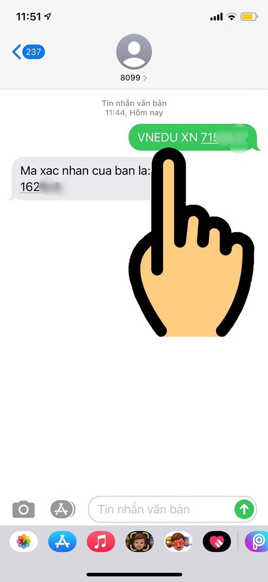  Soạn tin nhắn và nhận mã xác thực OTP