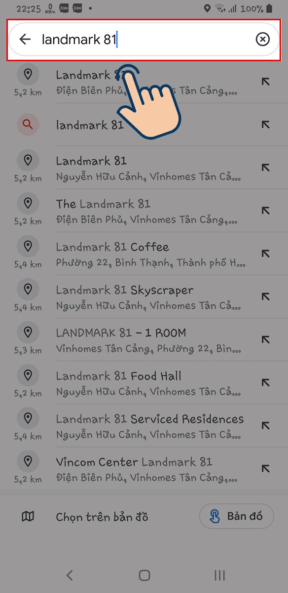 Tại m&agrave;n h&igrave;nh ch&iacute;nh của ứng dụng Google Maps bạn h&atilde;y nhập địa điểm muốn xem ở chế độ xem phố.
