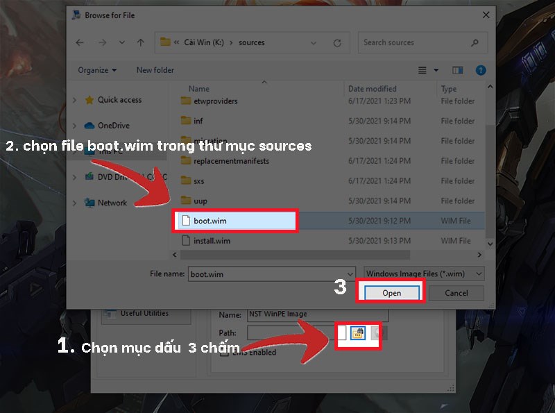 vào biểu tượng dấu ba chấm chọn đến file bloghong.com trong thư mục sources