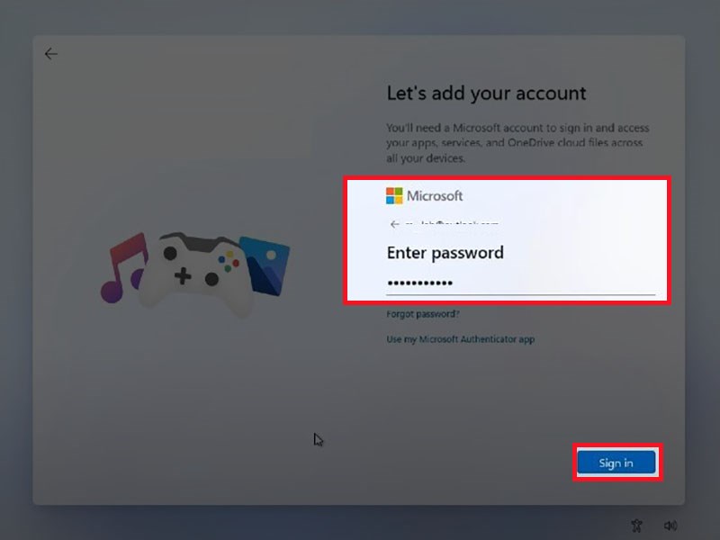 đăng nhập bằng tài khoản Microsoft