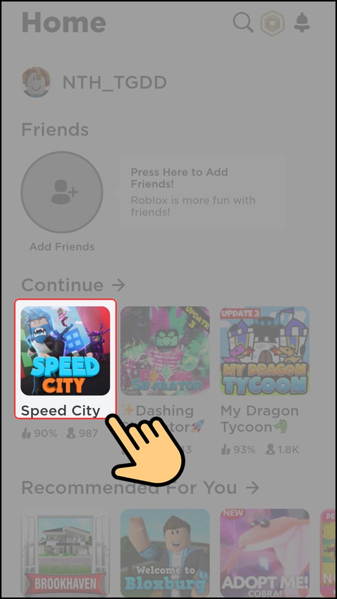 V&agrave;o Roblox t&igrave;m v&agrave; chọn Speed City
