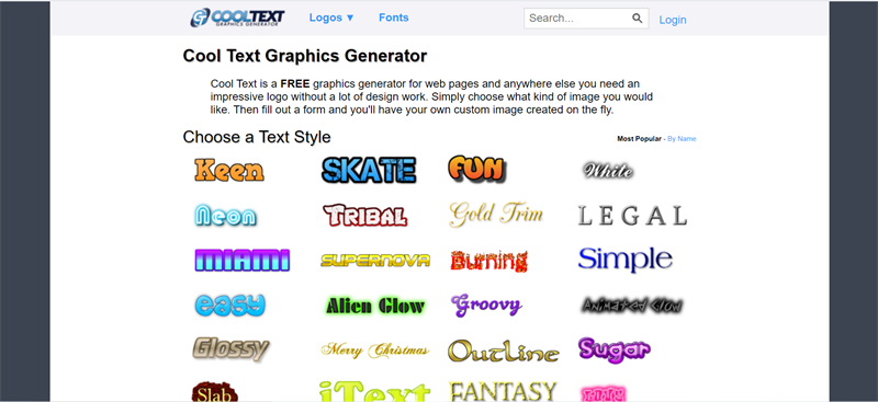 Trang web tạo chữ 3D online - cooltext.com