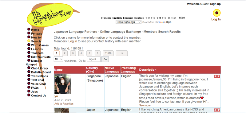 mylanguageexchange.com - n&oacute;i chuyện với người Nhật online