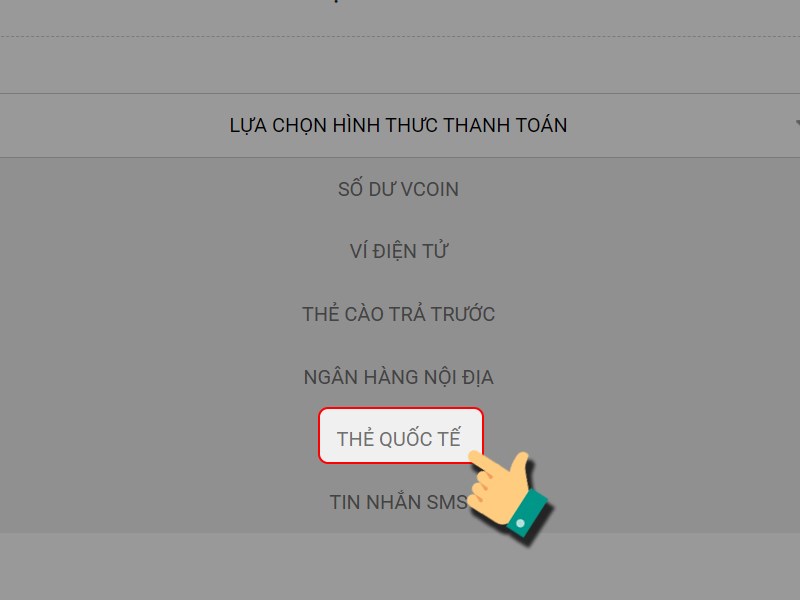 Chọn thẻ quốc tế