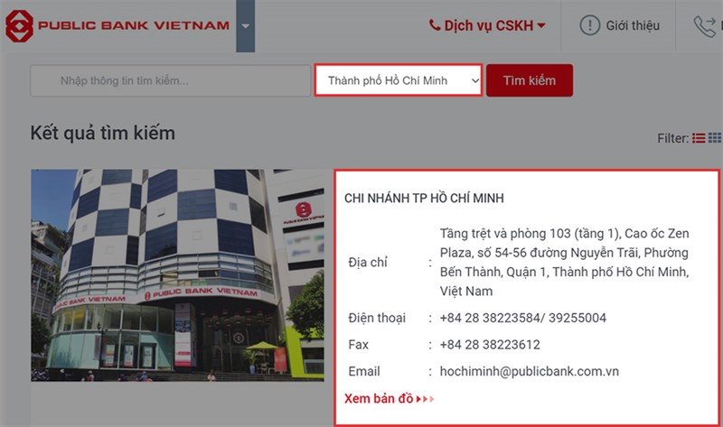 Tra cứu thông tin địa điểm giao dịch Public Bank trên toàn quốc
