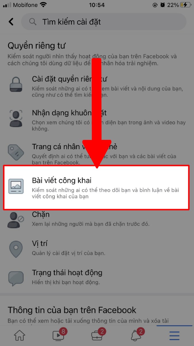 Chọn mục Bài viết công khai