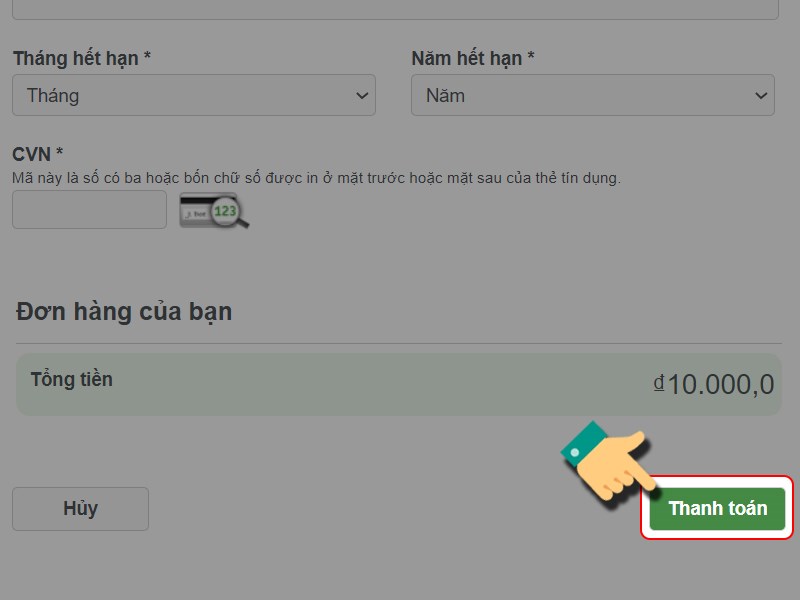 Nhấn Thanh to&aacute;n
