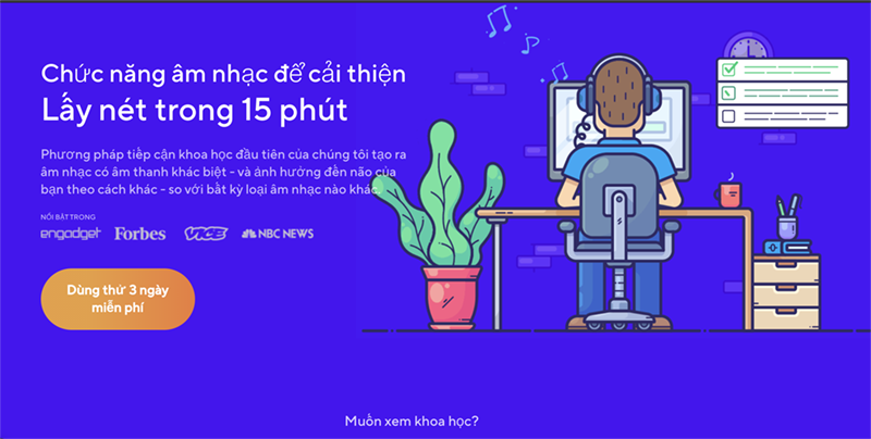 Giao diện trang web Brain.FM Giao diện trang web Brain.FM