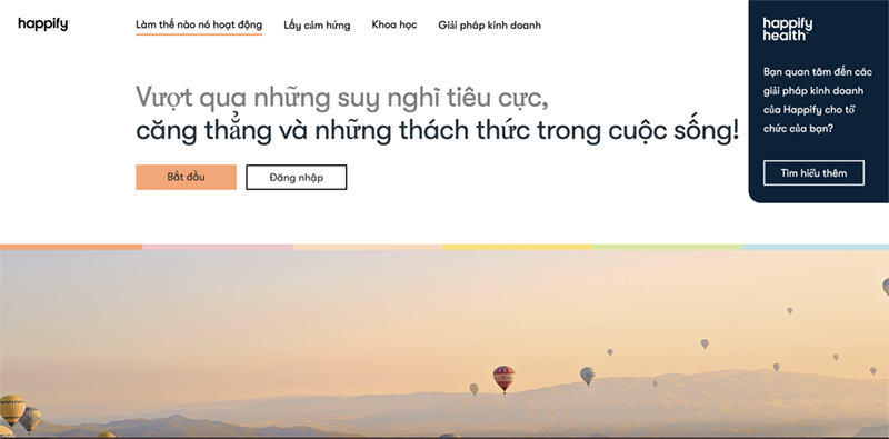 Giao diện trang web Happify Giao diện trang web Happify