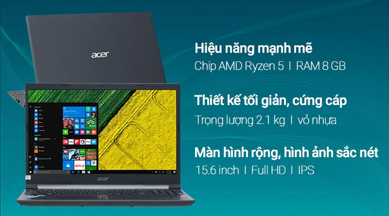 Laptop Acer Aspire 7 A715 42G R4ST R5 5500U/8GB/256GB/4GB GTX1650/Win10
