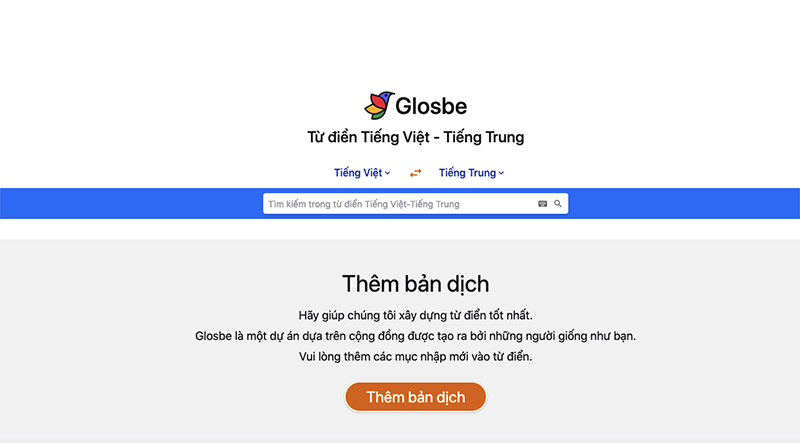 Dịch tiếng Trung trực tuyến tiêu chuẩn sang Glossbe.