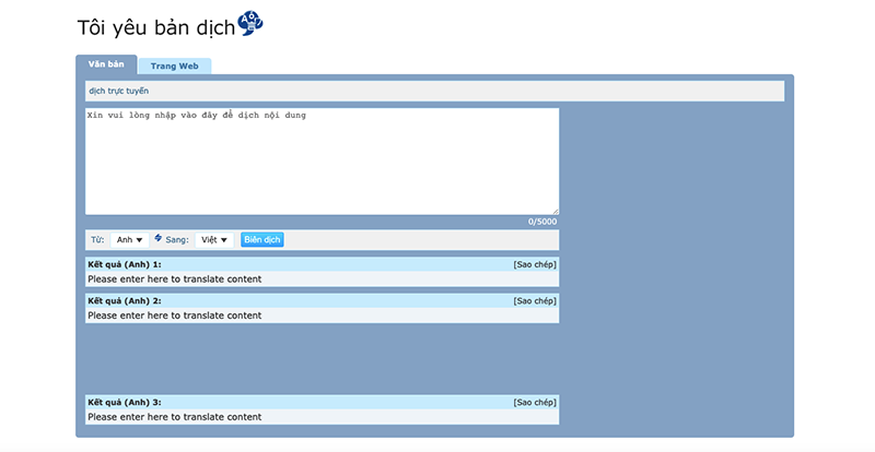 Tôi yêu bản dịch - Web dịch tiếng Trung trực tuyến