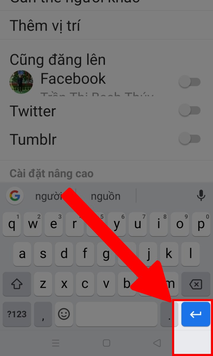Nhấn v&agrave;o biểu tượng dấu mũi t&ecirc;n ngang