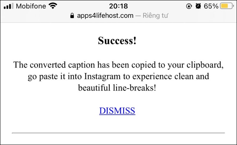 Hiển thị th&ocirc;ng b&aacute;o Success!