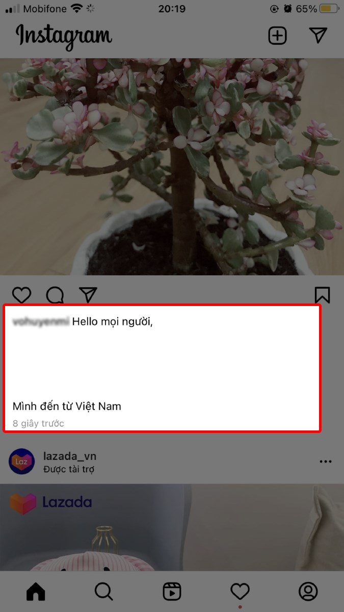 Xem c&aacute;c d&ograve;ng trống hiển thị tr&ecirc;n caption của b&agrave;i viết Instagram 