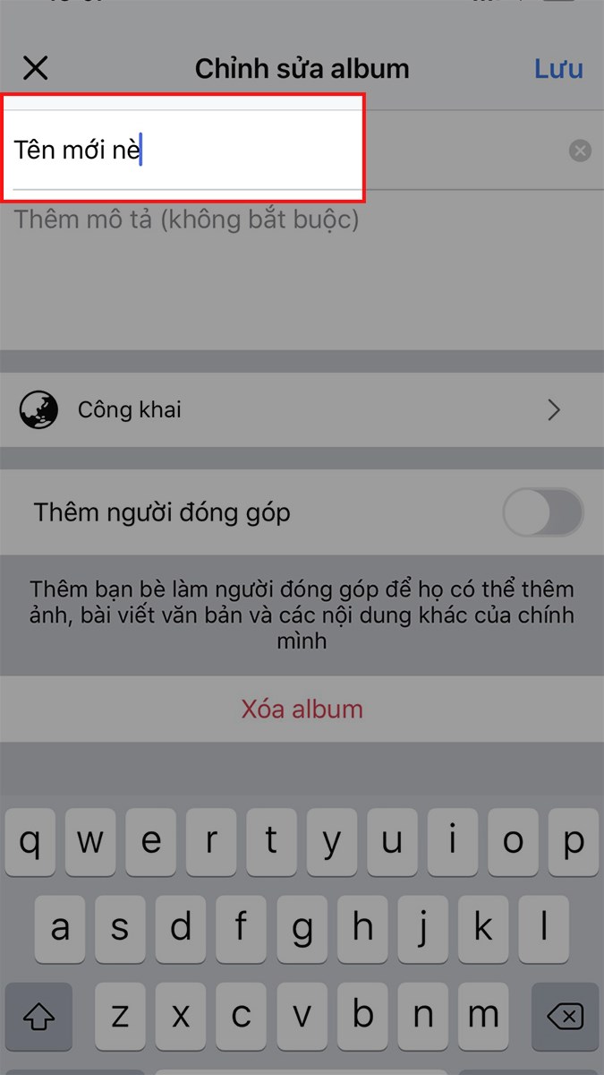 Tiến hành đổi tên album ảnh. Tiến hành đổi tên album ảnh.