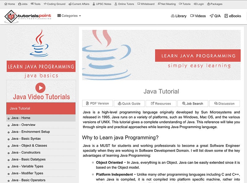 Oracle Java Tutorial 