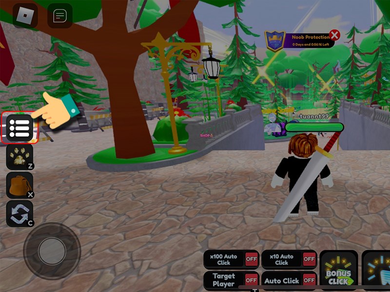 Nhấn vào biểu tượng Menu