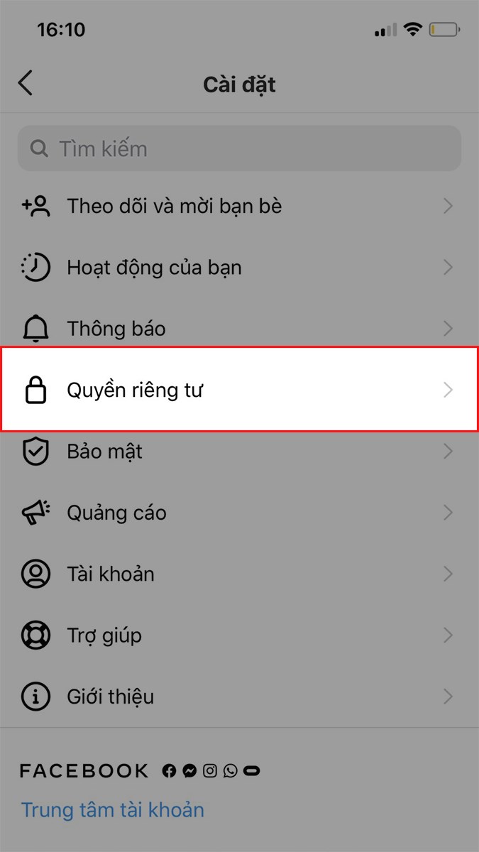 Chọn Quyền riêng tư Chọn Quyền riêng tư