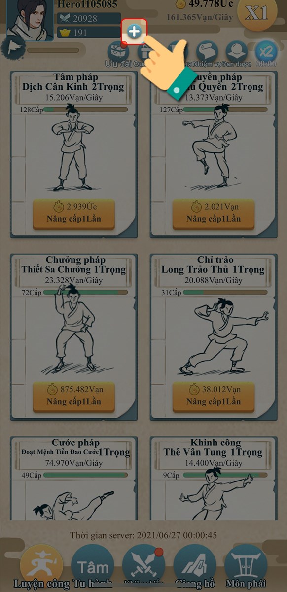 Nhấn biểu tượng dấu cộng Nhấn biểu tượng dấu cộng