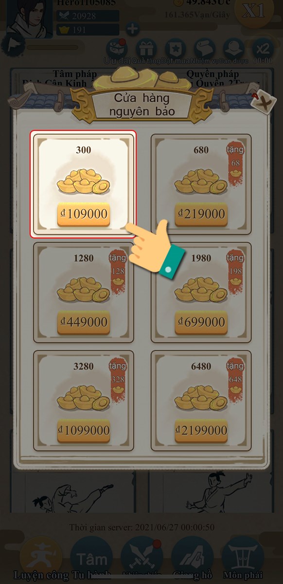 Chọn gói nạp Chọn gói nạp