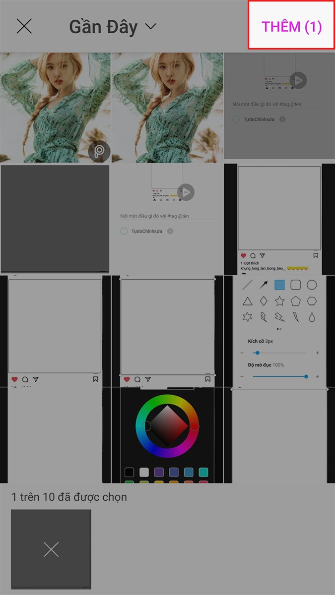 V&agrave; chọn khung ảnh đ&atilde; tải về trước đ&oacute; > Chọn TH&Ecirc;M