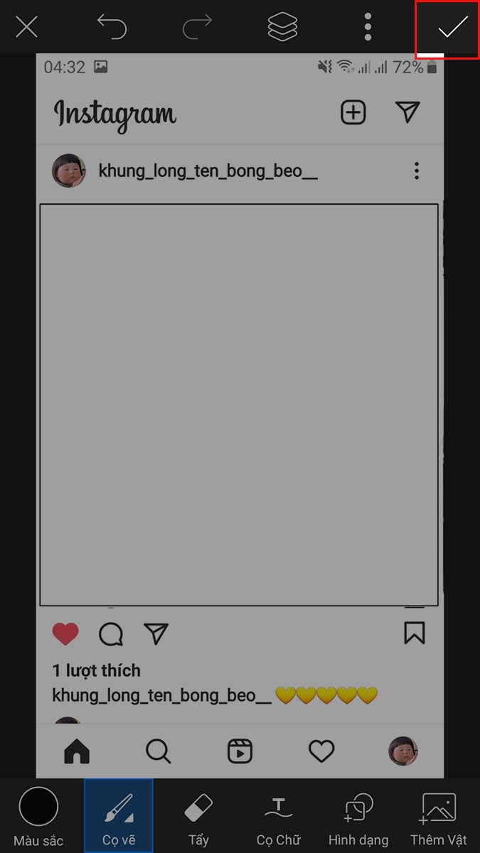 Cách làm ảnh khung Instagram cực đơn giản bằng PicsArt