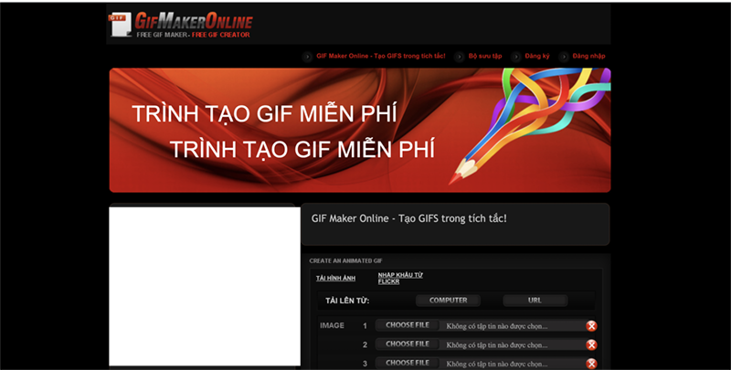 Giao diện trang web GIFMakerOnline.com