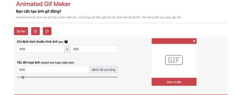 Giao diện trang web GIFMake.com