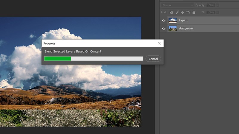 Photoshop sẽ tính toán và hòa trộn ảnh một cách tự động