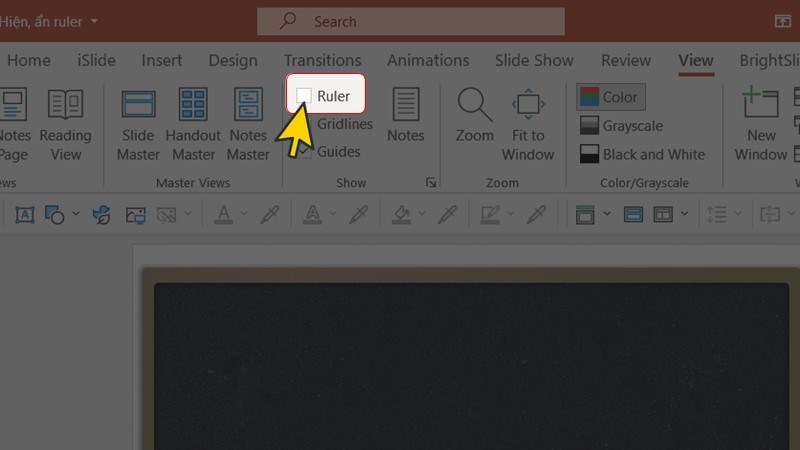 Chọn ẩn/hiện thước (ruler)