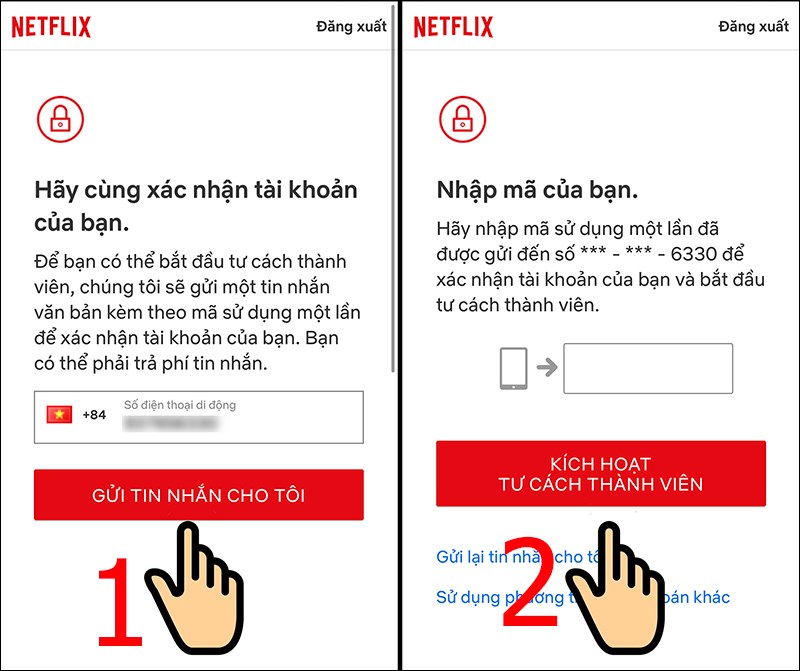 Nhập th&ocirc;ng tin số điện thoại, m&atilde; OTP,...