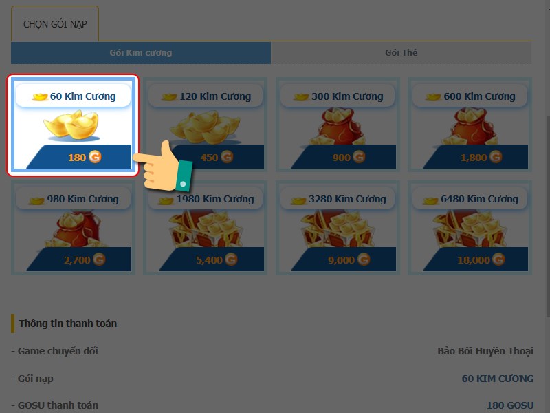 Chọn g&oacute;i nạp