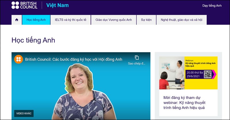 Luyện nghe IELTS online với British Council.