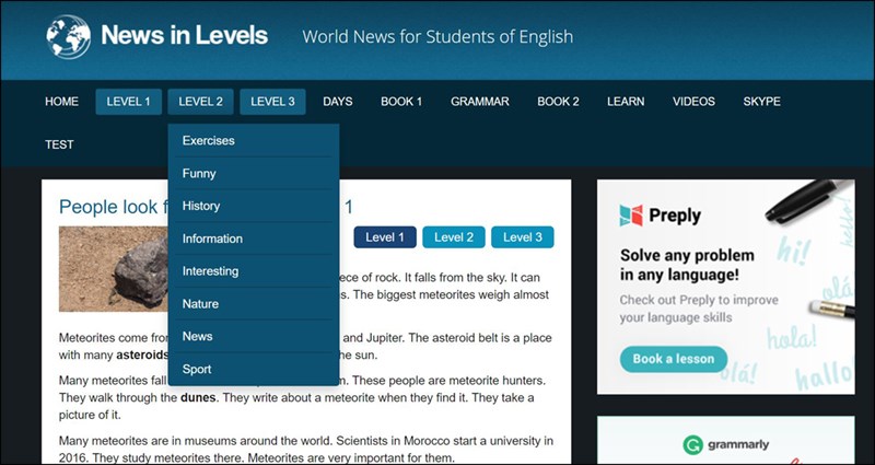 Website luyện nghe IELTS - New in English.