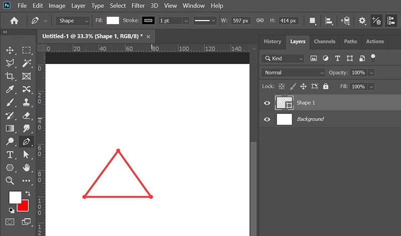 Vẽ hình tam giác bằng công cụ Pen Tool