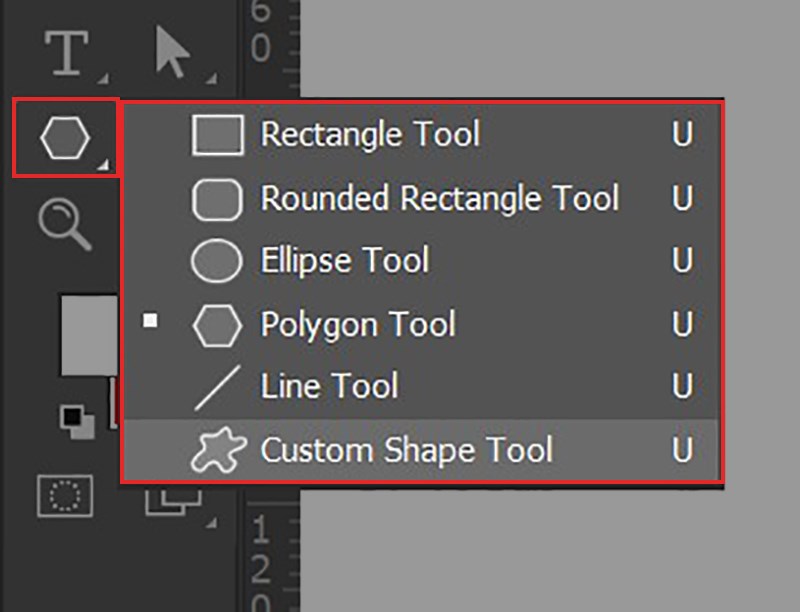 Chọn công cụ Custom Shape Tool