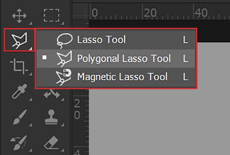 Chọn công cụ Polygonal Lasso Tool